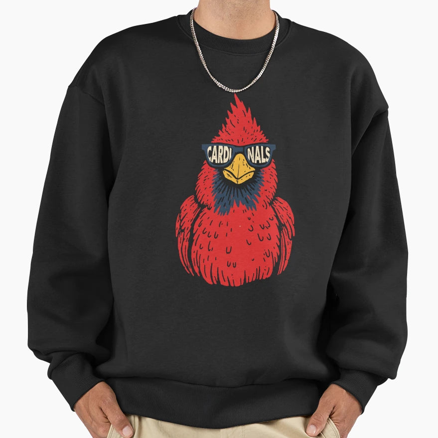 Red Bird Shades Baseball Sweatshirt - Casual Everyday Wear for Adults - T-Shirt, Sweatshirt, Hoodie