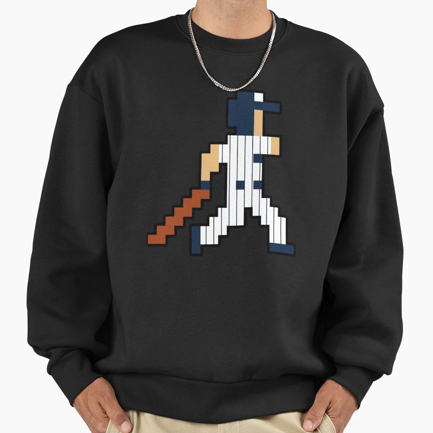 New York Pixel Baseball Player Sweatshirt - Trendy Graphic for Adults - T-Shirt, Sweatshirt, Hoodie