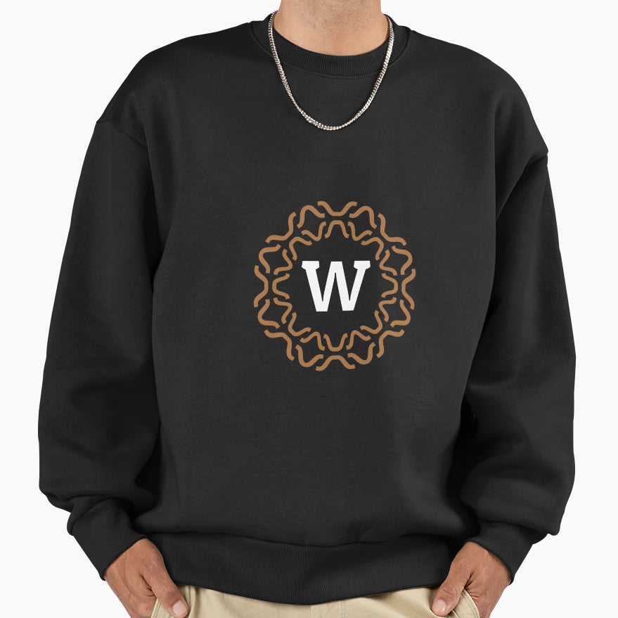 Monogram W Wavy Ornamental Pattern Sweatshirt - Trendy Graphic Unisex - T-Shirt, Sweatshirt, Hoodie