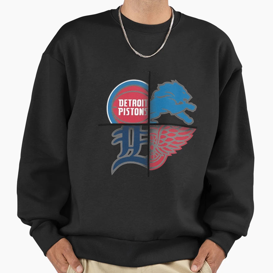 Detroits Sports Quad Sweatshirt - Trendy Graphic for Adults - T-Shirt, Sweatshirt, Hoodie