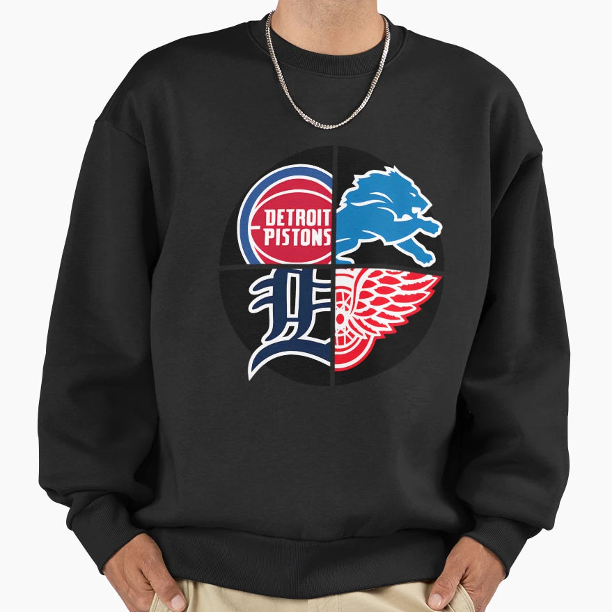 Detroit Sports Quad Sweatshirt - Fun Novelty Design for Adults - T-Shirt, Sweatshirt, Hoodie