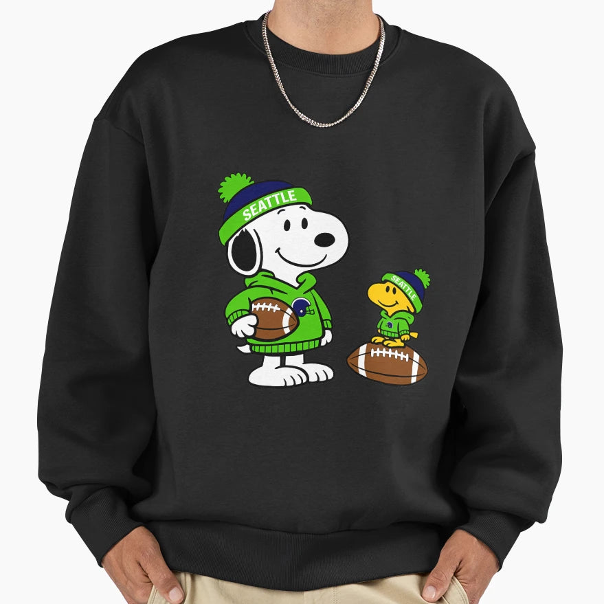 Seattle Seahawks Snoopy And Woodstock Sweatshirt - Trendy Graphic Unisex - T-Shirt, Sweatshirt, Hoodie