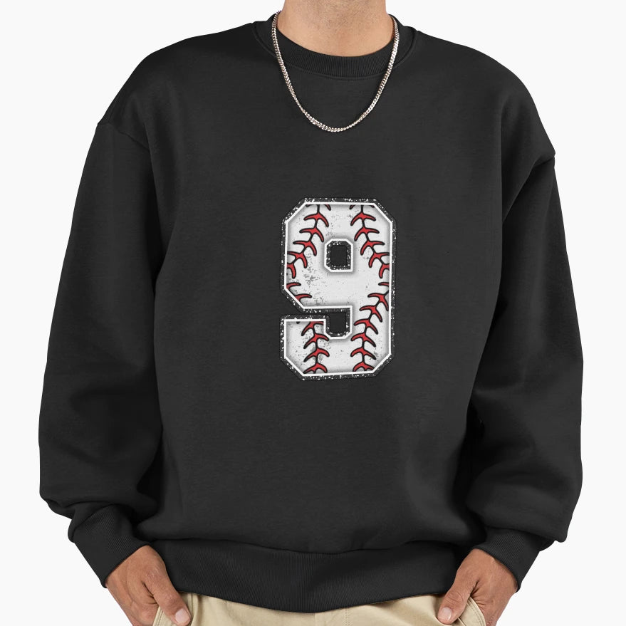 Baseball Number 9 Sweatshirt - Unique Graphic Men Women - T-Shirt, Sweatshirt, Hoodie