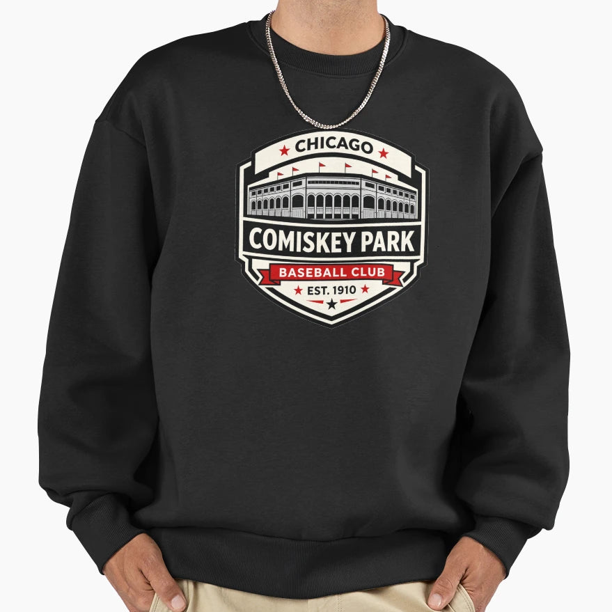 Chicago Baseball Comiskey Park Navy T-Shirt - Graphic Print for Adults - T-Shirt, Sweatshirt, Hoodie