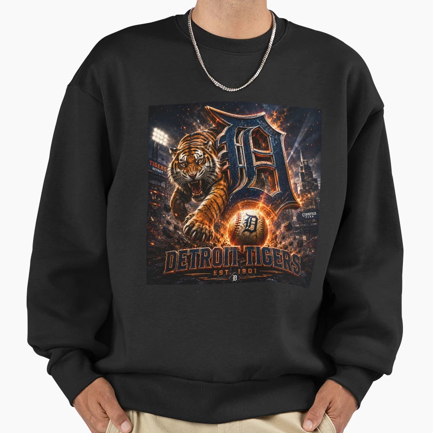Copy Tigers Logo 1901 Baseball Sweatshirt - Casual Everyday Wear Unisex - T-Shirt, Sweatshirt, Hoodie