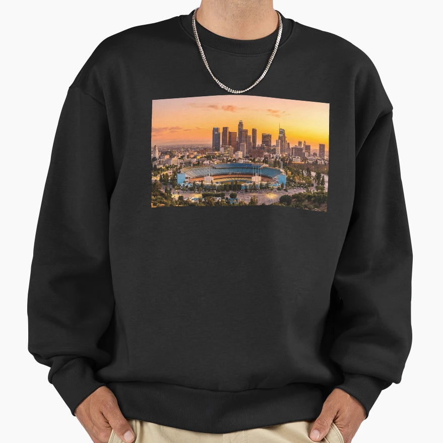 Dodger Stadium Sunset Downtown Sweatshirt - Streetwear Style for Adults - T-Shirt, Sweatshirt, Hoodie