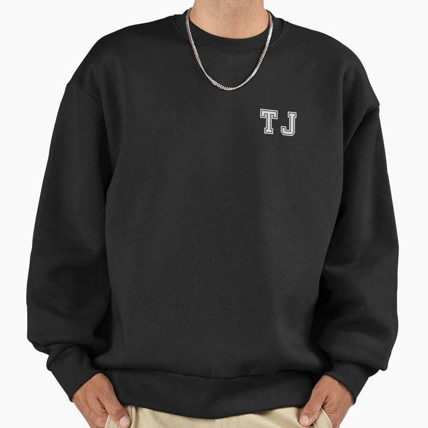 T J Varsity Initials Varsity Sweatshirt - Custom Art Print for Adults - T-Shirt, Sweatshirt, Hoodie