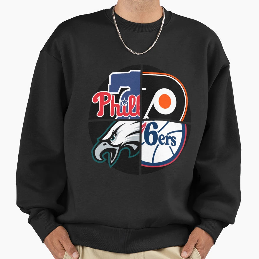 Philadelphia Sports Quad Sweatshirt - Trendy Graphic Men Women - T-Shirt, Sweatshirt, Hoodie