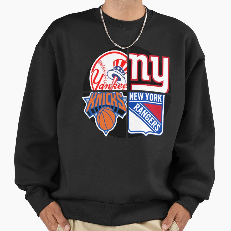 New York Sports Quad 1 Sweatshirt - Unique Graphic for Adults - T-Shirt, Sweatshirt, Hoodie