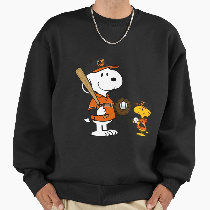 Baltimore Orioles Snoopy Woodstock Sweatshirt - Graphic Print for Adults - T-Shirt, Sweatshirt, Hoodie