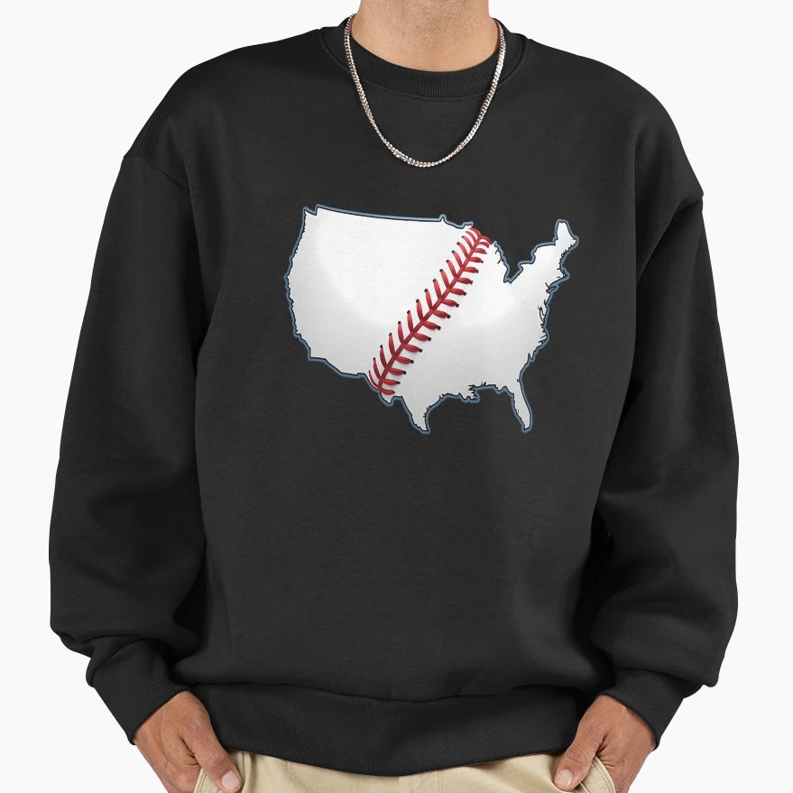 Usa United States Baseball Stitch Sweatshirt - Minimalist Print for Adults - T-Shirt, Sweatshirt, Hoodie