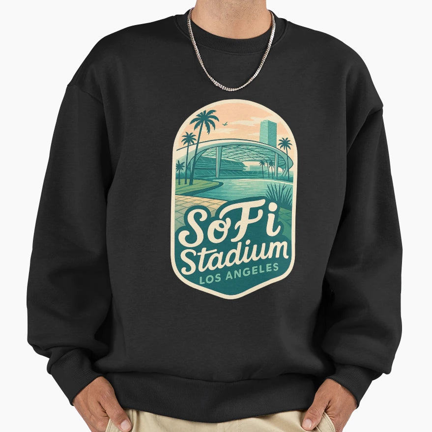 Sofi Stadium Sunset And Palms Los Sweatshirt - Aesthetic Graphic Unisex - T-Shirt, Sweatshirt, Hoodie