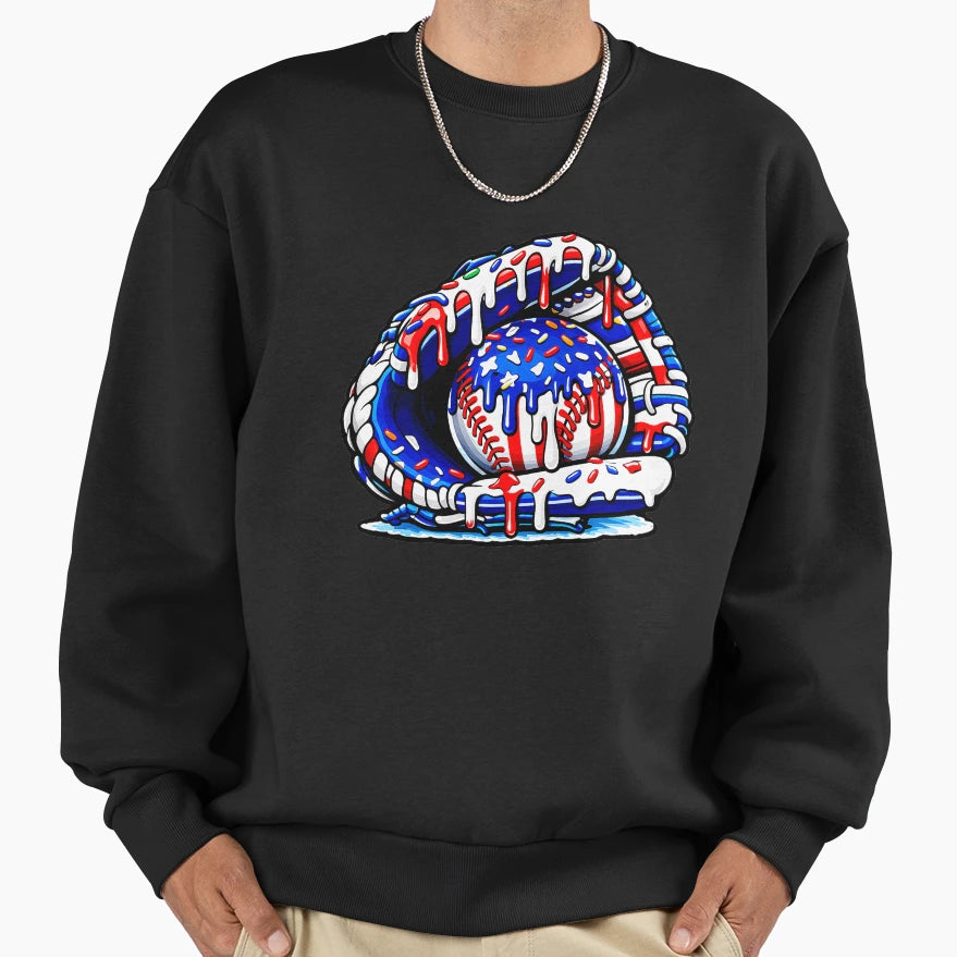 American Patriotic Baseball Fan Sweatshirt - Minimalist Print Unisex - T-Shirt, Sweatshirt, Hoodie
