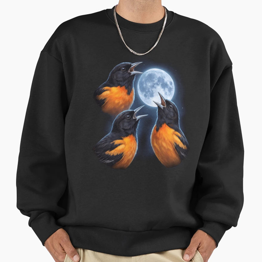 Oriole Howling Moon Art Bird Lover Sweatshirt - Novelty Apparel Men Women - T-Shirt, Sweatshirt, Hoodie