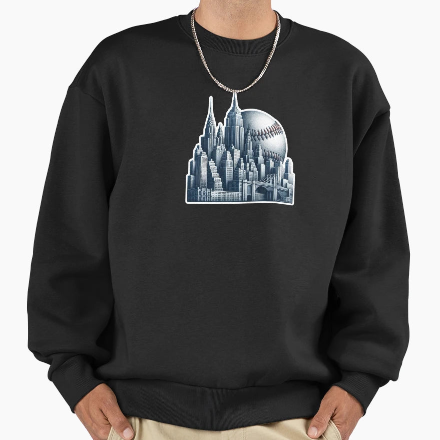 New York Baseball Cityscape Sweatshirt - Fun Novelty Design Unisex - T-Shirt, Sweatshirt, Hoodie