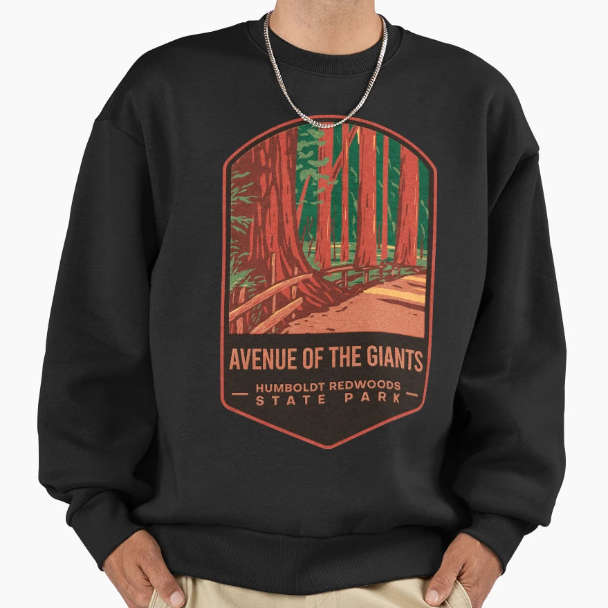 Avenue Giants Redwoods State Park Sweatshirt - Unique Graphic for Adults - T-Shirt, Sweatshirt, Hoodie