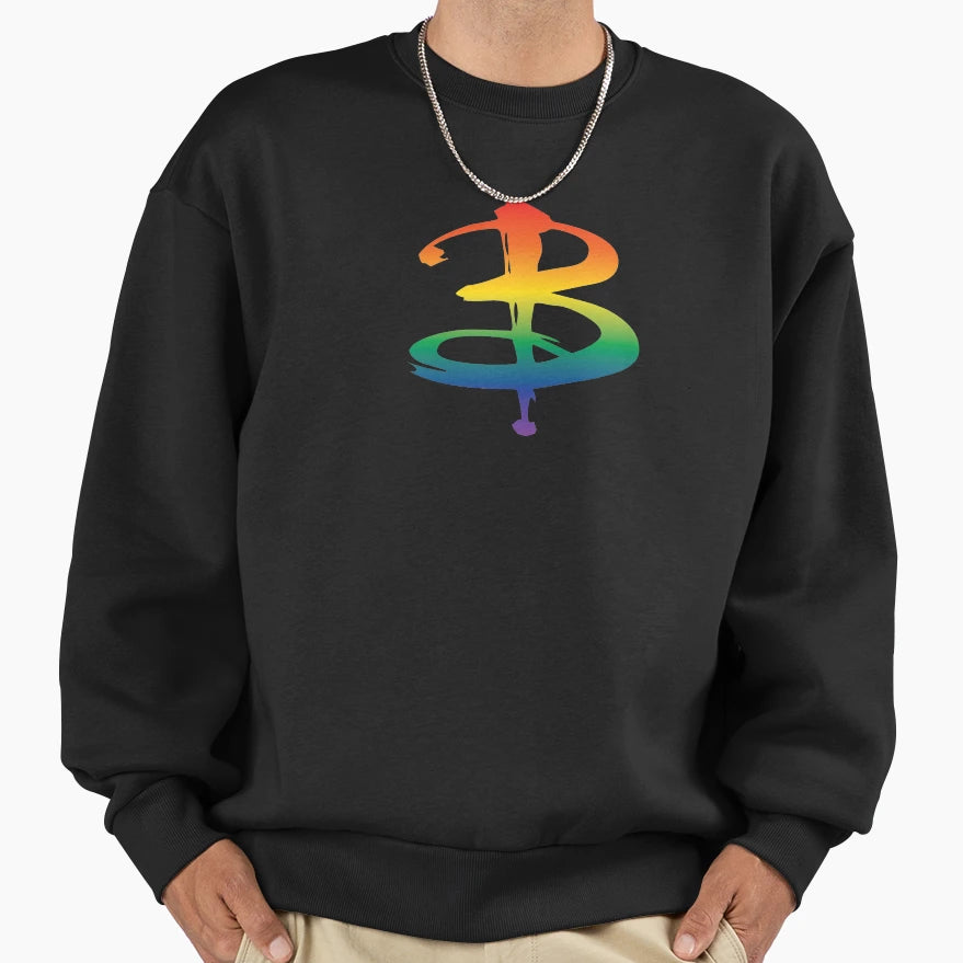 B Logo Rainbow Pride Buffy Sweatshirt - Aesthetic Graphic for Adults - T-Shirt, Sweatshirt, Hoodie