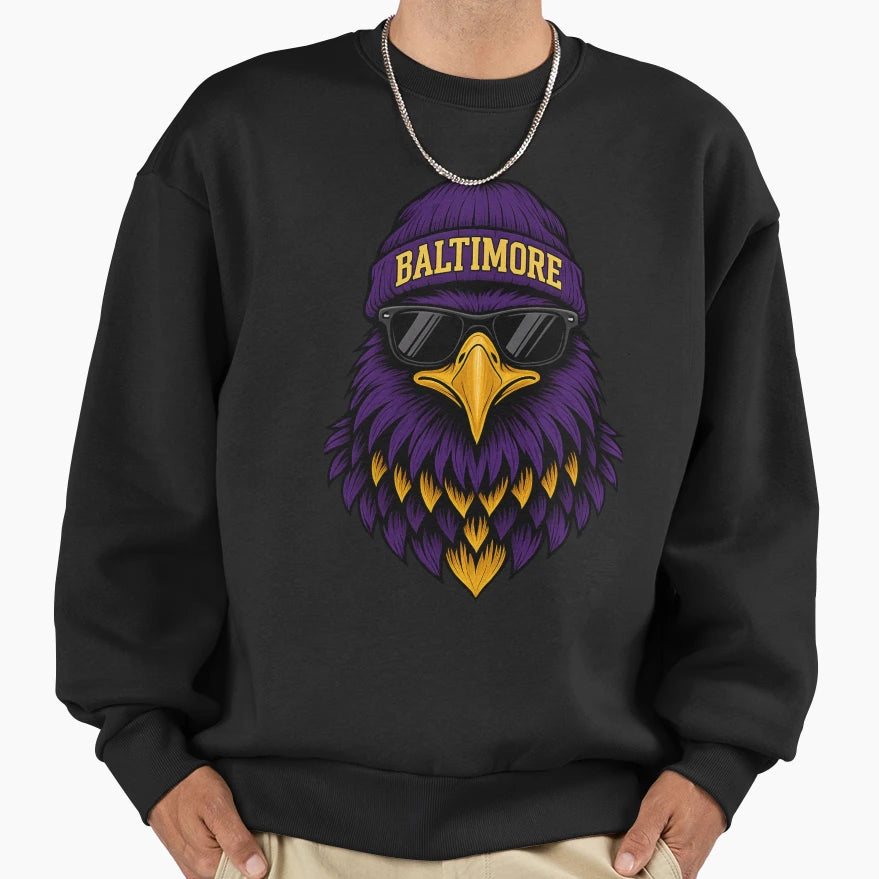 Baltimore Raven Fan Art Sweatshirt - Aesthetic Graphic for Adults - T-Shirt, Sweatshirt, Hoodie