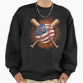American Flag Baseball Sweatshirt - Casual Everyday Wear for Adults - T-Shirt, Sweatshirt, Hoodie