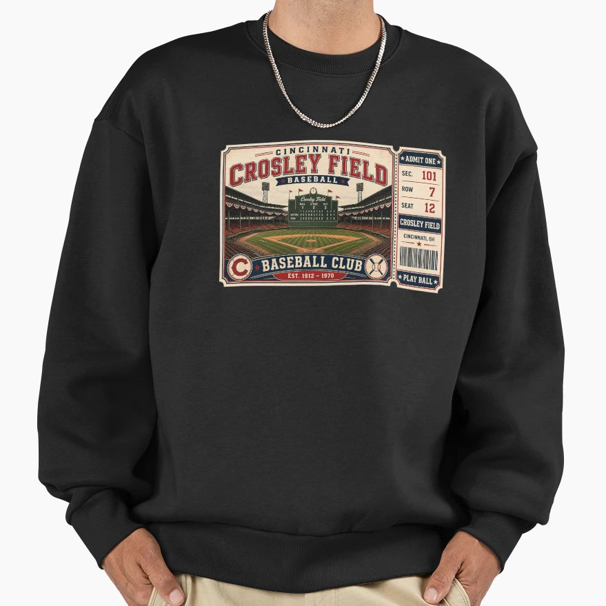 Crosley Field Cincinnati Baseball T-Shirt - Fun Novelty Design Men Women - T-Shirt, Sweatshirt, Hoodie