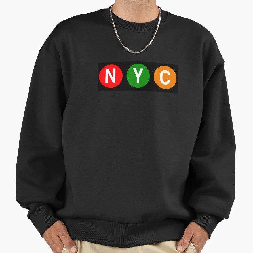 Nyc Subway Sweatshirt - Casual Everyday Wear for Adults - T-Shirt, Sweatshirt, Hoodie