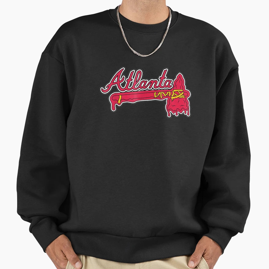 Atlanta Baseball Distressed Game Day Sweatshirt - Graphic Print Unisex - T-Shirt, Sweatshirt, Hoodie