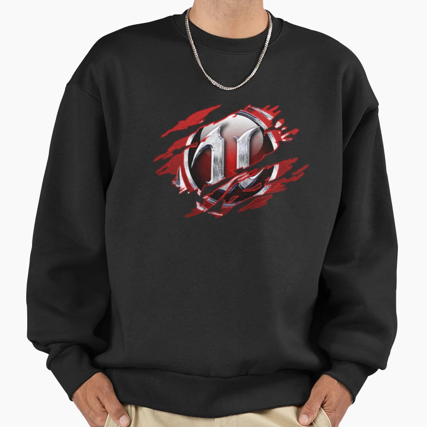 Unreal Ripped Sweatshirt - Minimalist Print for Adults - T-Shirt, Sweatshirt, Hoodie