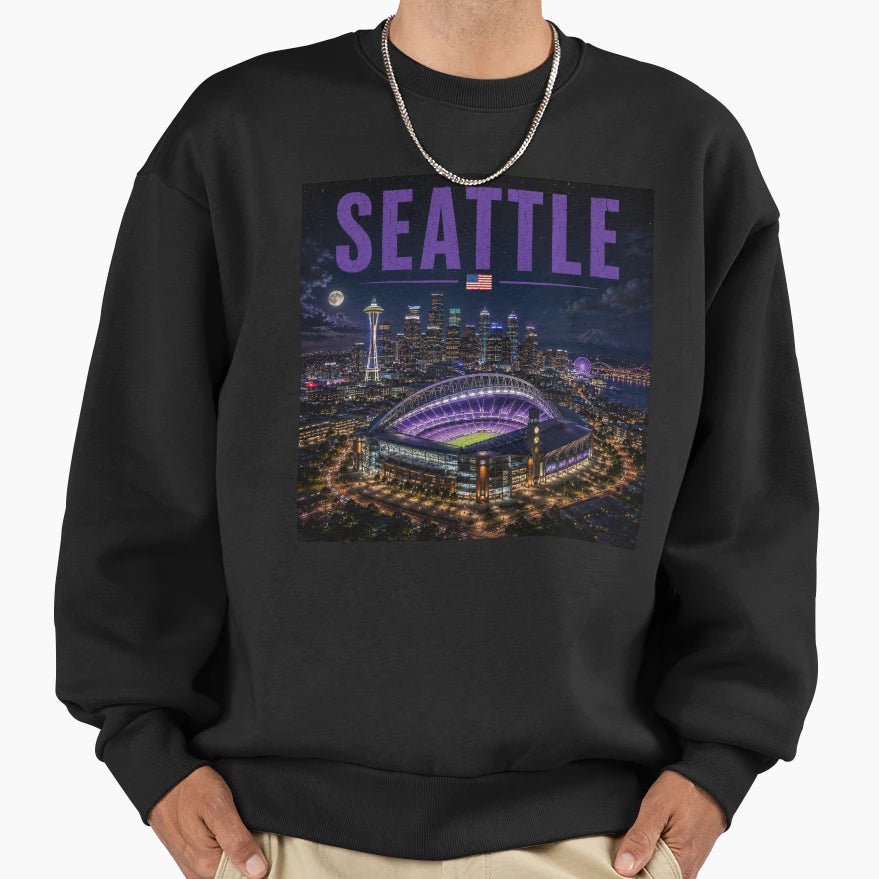 Seattle Cinematic Stadium Sweatshirt - Trendy Graphic Unisex - T-Shirt, Sweatshirt, Hoodie
