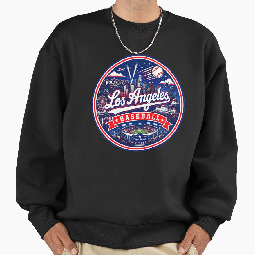 Los Angeles Baseball Red Navy Sweatshirt - Aesthetic Graphic Men Women - T-Shirt, Sweatshirt, Hoodie