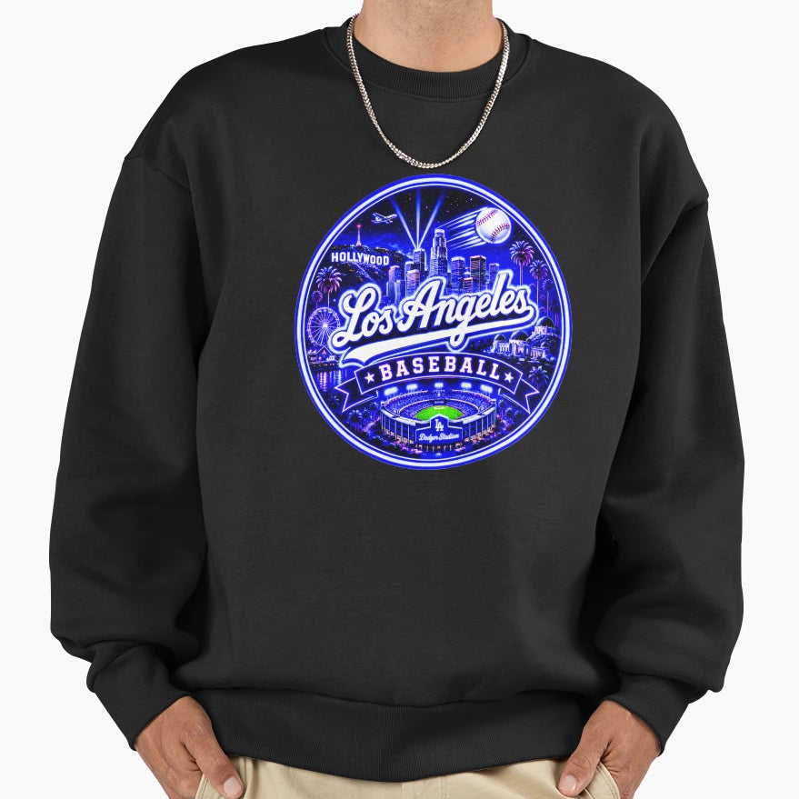 Los Angeles Baseball Neon Night Sweatshirt - Minimalist Print for Adults - T-Shirt, Sweatshirt, Hoodie
