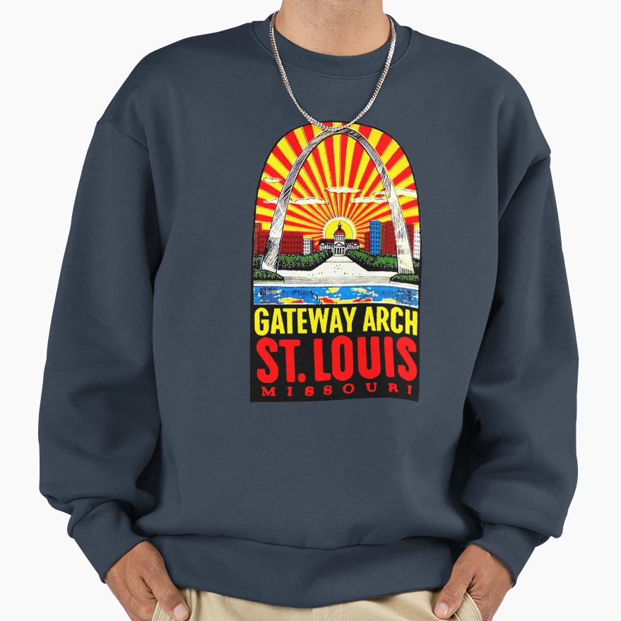 Gateway Arch St Louis Travel Decal Sweatshirt - Novelty Apparel Men Women - T-Shirt, Sweatshirt, Hoodie