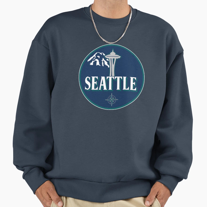 Seattle Icons Crest Sweatshirt - Novelty Apparel for Adults - T-Shirt, Sweatshirt, Hoodie