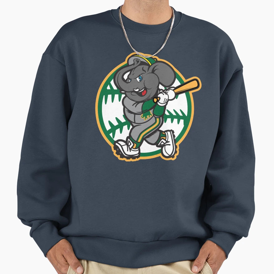Oakland As Elephant Baseball Sweatshirt - Fun Novelty Design Men Women - T-Shirt, Sweatshirt, Hoodie