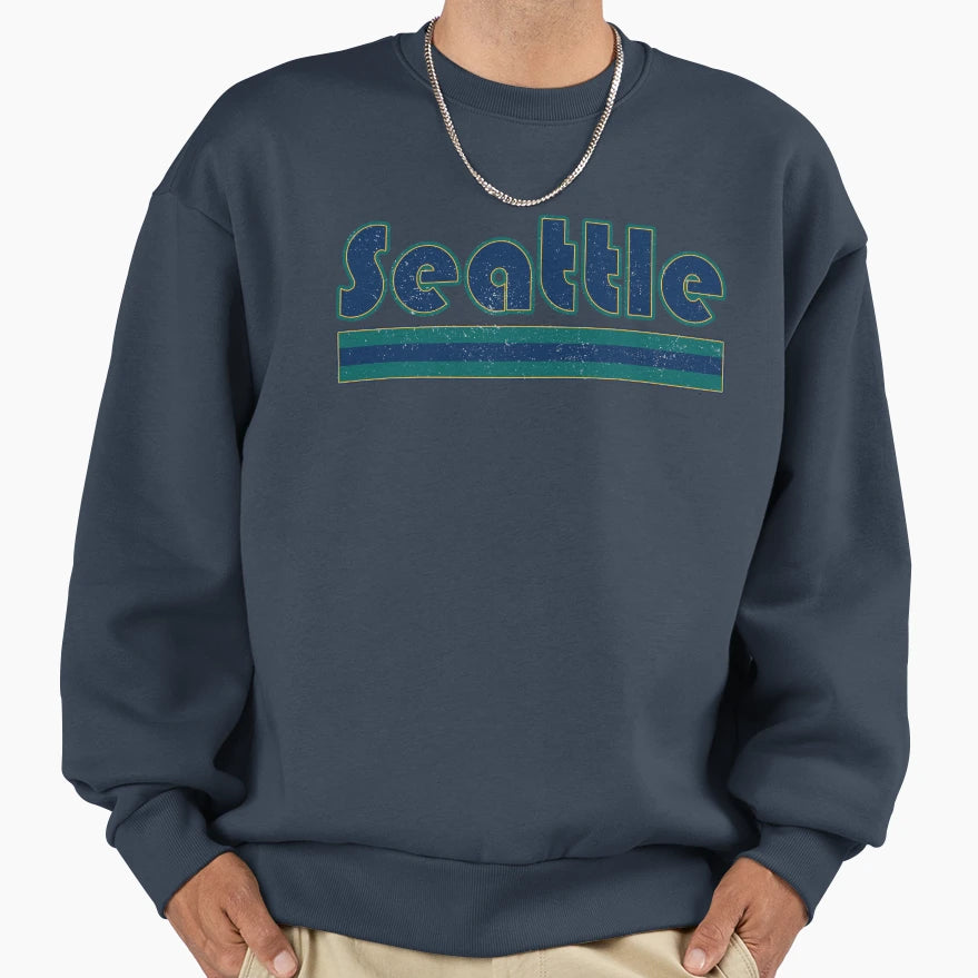 Seattle Three Stripes Weathered Sweatshirt - Custom Art Print Unisex - T-Shirt, Sweatshirt, Hoodie