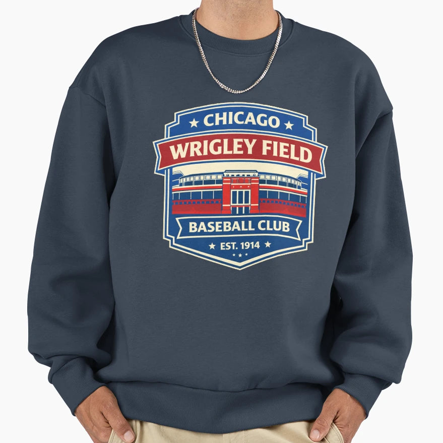 Chicago Wrigley Field Baseball Badge Sweatshirt - Streetwear Style Unisex - T-Shirt, Sweatshirt, Hoodie