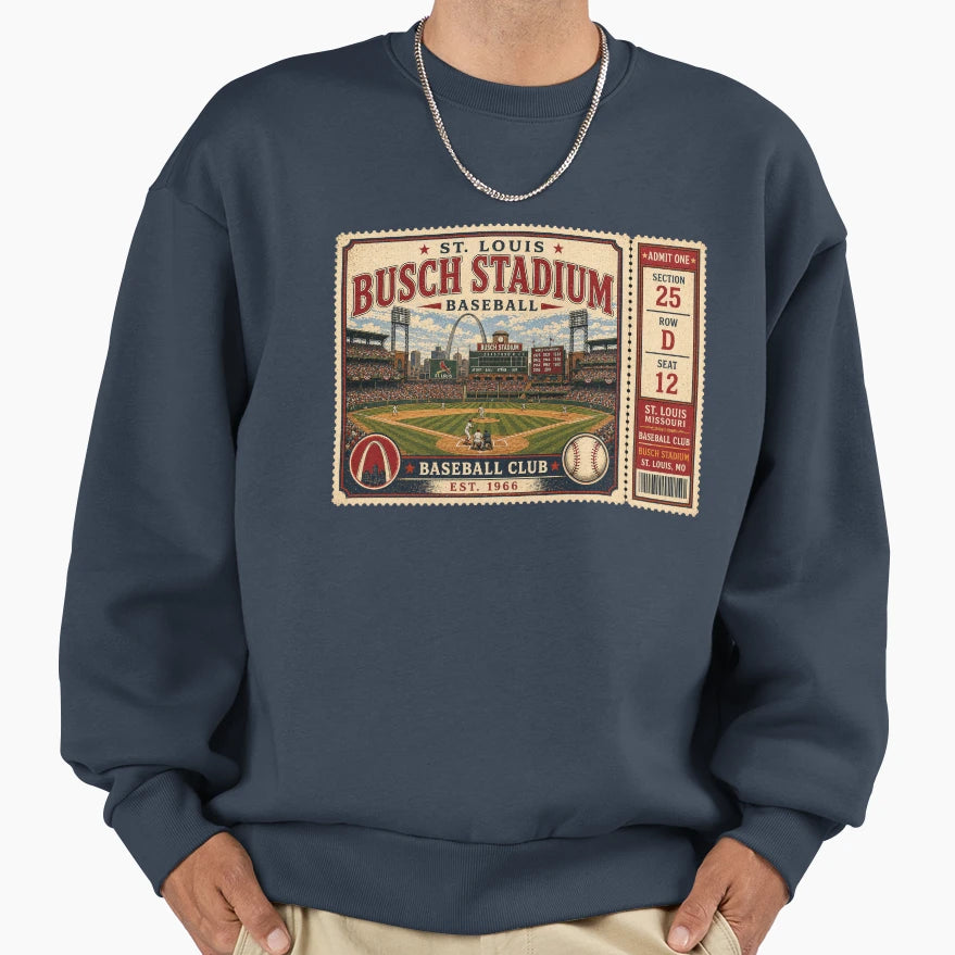 St Louis Baseball Ticket Stub Sweatshirt - Fun Novelty Design Men Women - T-Shirt, Sweatshirt, Hoodie