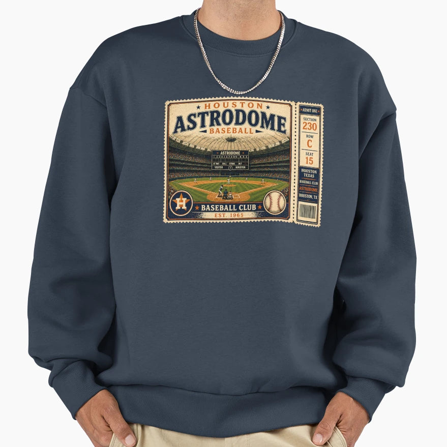 Houston Baseball Ticket Stub Sweatshirt - Custom Art Print Unisex - T-Shirt, Sweatshirt, Hoodie