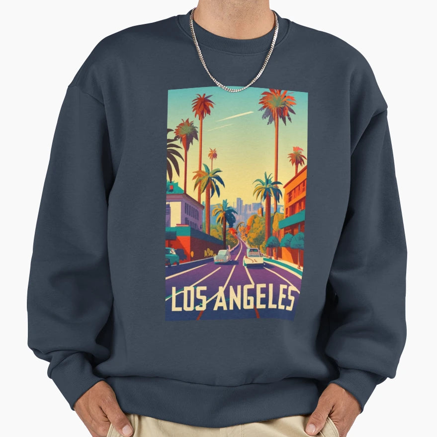 Travel Art Los Angeles California Us Sweatshirt - Fun Novelty Design Unisex - T-Shirt, Sweatshirt, Hoodie