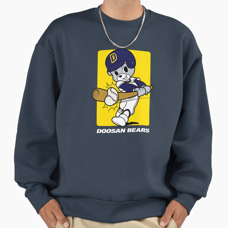 2000S Doosan Bear Navy Sweatshirt - Novelty Apparel for Adults - T-Shirt, Sweatshirt, Hoodie