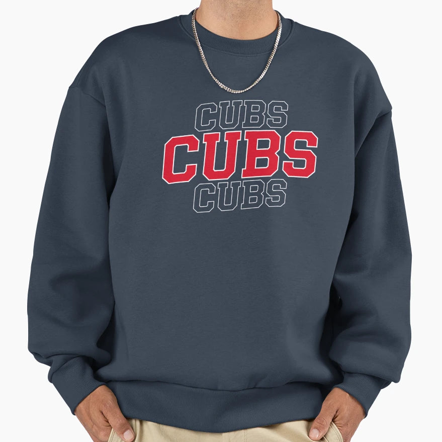 Cubs Baseball Typography Athletic Sweatshirt - Fun Novelty Design Unisex - T-Shirt, Sweatshirt, Hoodie