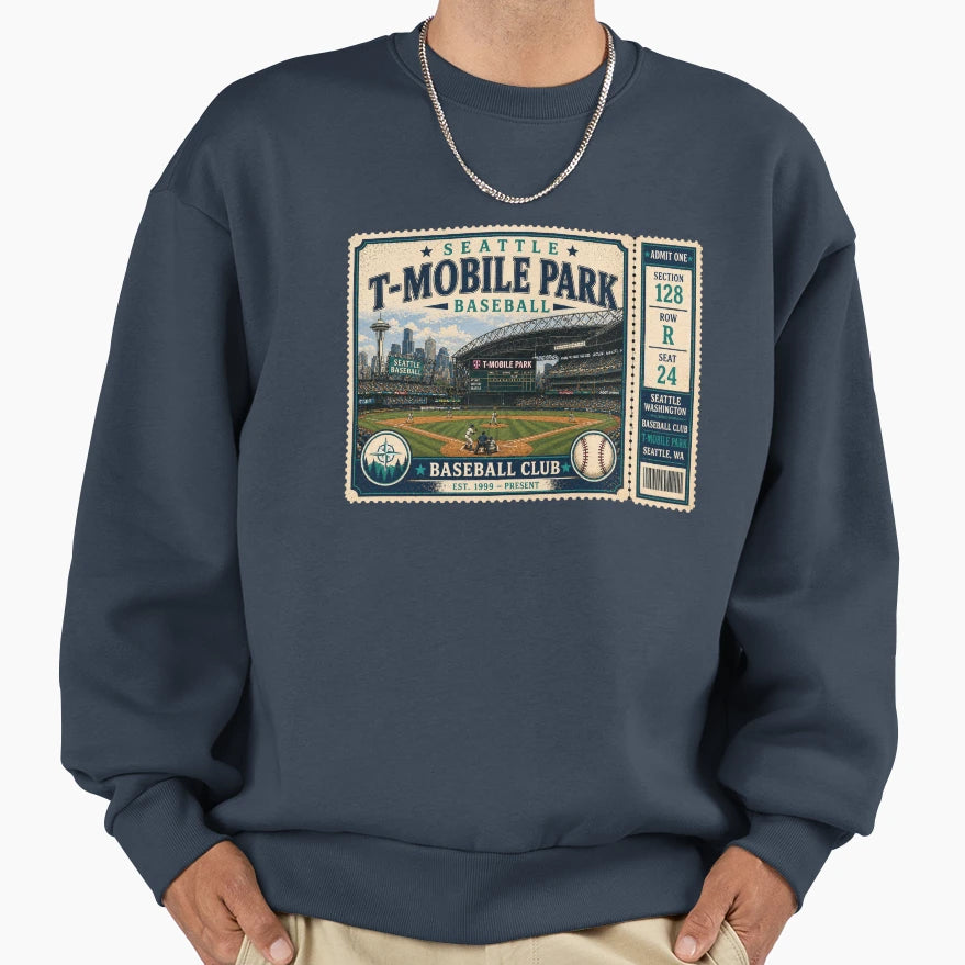 Seattle Baseball Ticket Stub Modern Sweatshirt - Trendy Graphic Unisex - T-Shirt, Sweatshirt, Hoodie