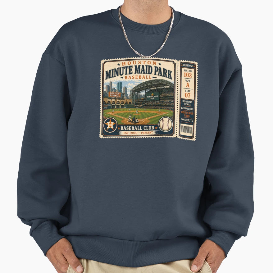 Copy Houston Baseball Ticket Stub Sweatshirt - Streetwear Style Unisex - T-Shirt, Sweatshirt, Hoodie