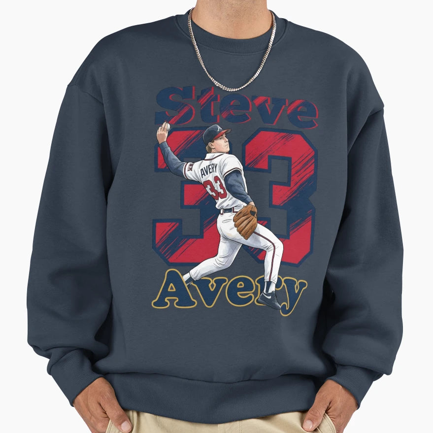 Steve Avery 33 Atlanta Baseball Sweatshirt - Novelty Apparel Men Women - T-Shirt, Sweatshirt, Hoodie