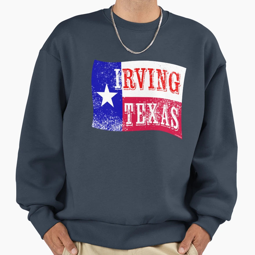 Irving Texas Flag Sweatshirt - Minimalist Print for Adults - T-Shirt, Sweatshirt, Hoodie
