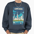 Travel Art Chicago Illinois Us Sweatshirt - Casual Everyday Wear for Adults - T-Shirt, Sweatshirt, Hoodie