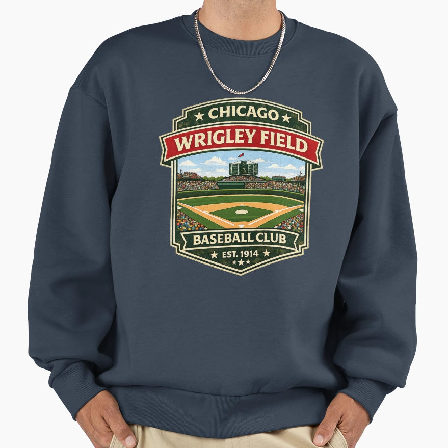 Chicago Wrigley Field Stadium Badge Sweatshirt - Streetwear Style Unisex - T-Shirt, Sweatshirt, Hoodie