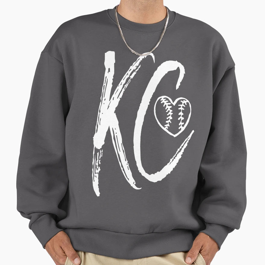 Kansas City Baseball Heart I Love Kc Sweatshirt - Streetwear Style Unisex - T-Shirt, Sweatshirt, Hoodie