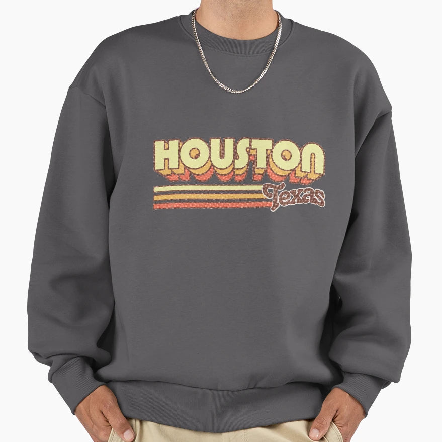 Houston Tx City Stripes Sweatshirt - Trendy Graphic for Adults - T-Shirt, Sweatshirt, Hoodie
