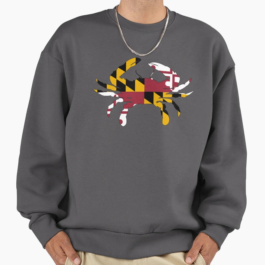 Maryland Flag Crab Sweatshirt - Trendy Graphic Men Women - T-Shirt, Sweatshirt, Hoodie