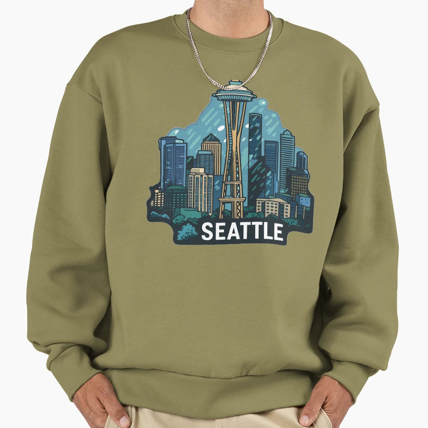 Seattle Rain City Sweatshirt - Novelty Apparel Unisex - T-Shirt, Sweatshirt, Hoodie